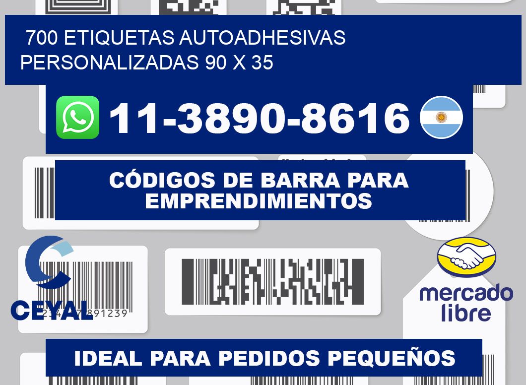 700 Etiquetas autoadhesivas personalizadas 90 x 35