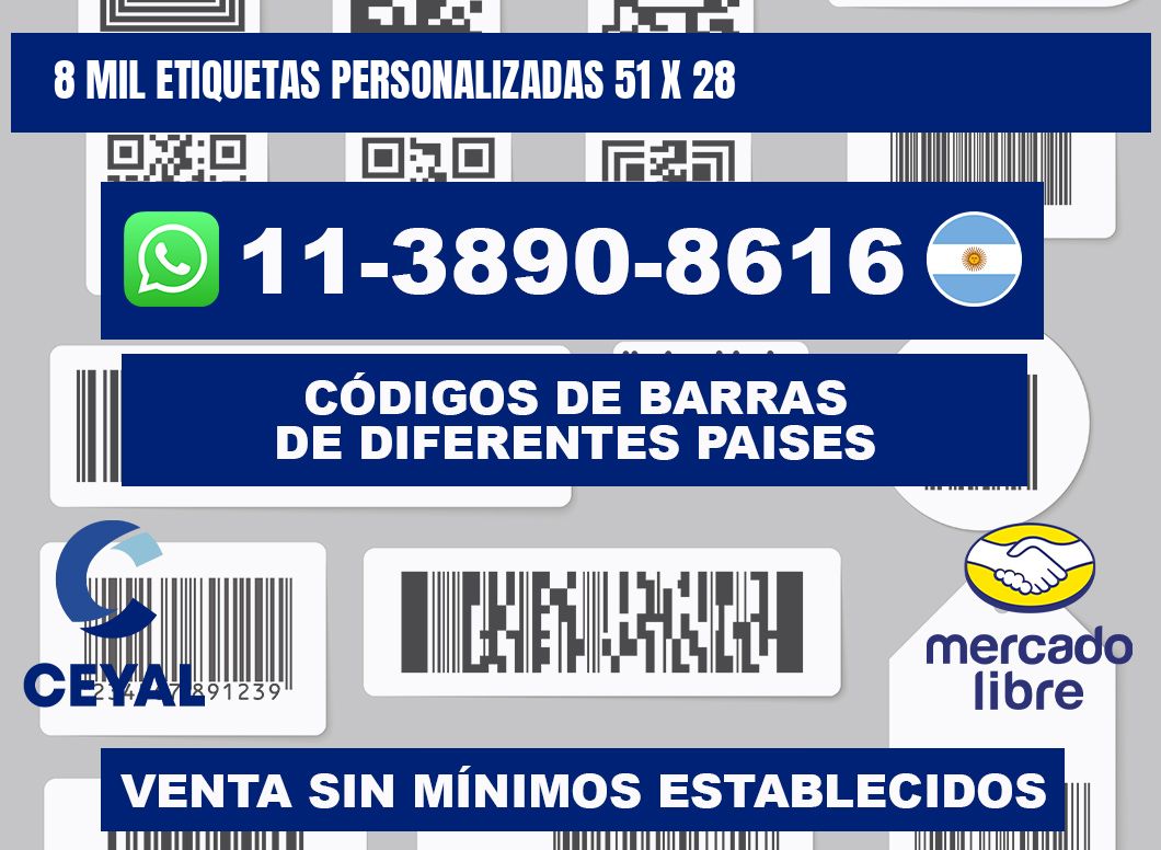 8 mil etiquetas personalizadas 51 x 28