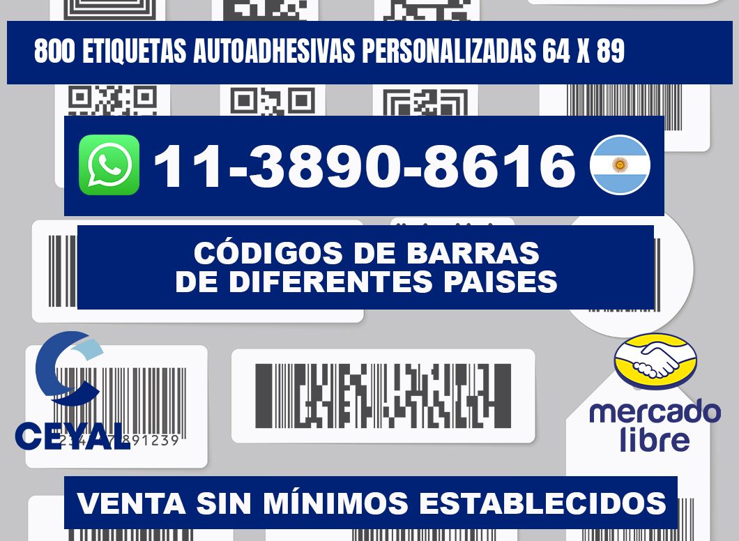 800 Etiquetas autoadhesivas personalizadas 64 x 89