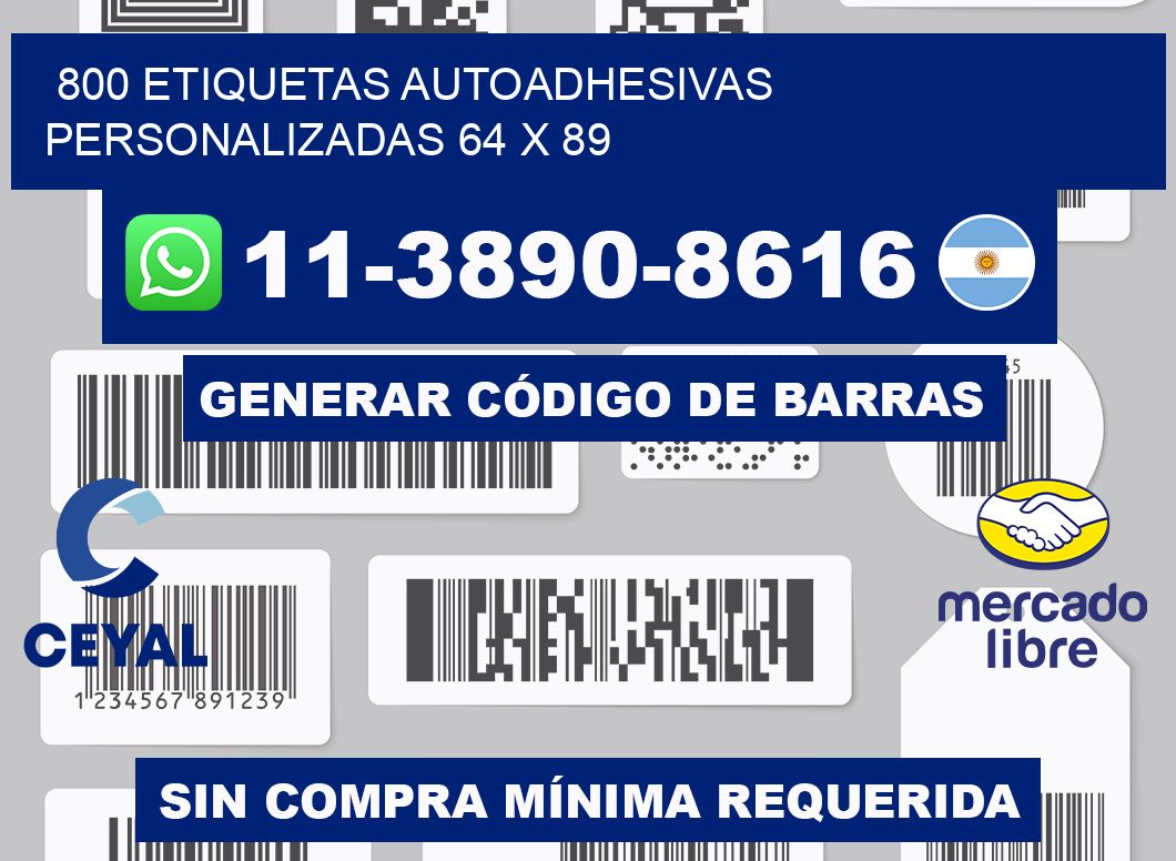 800 Etiquetas autoadhesivas personalizadas 64 x 89