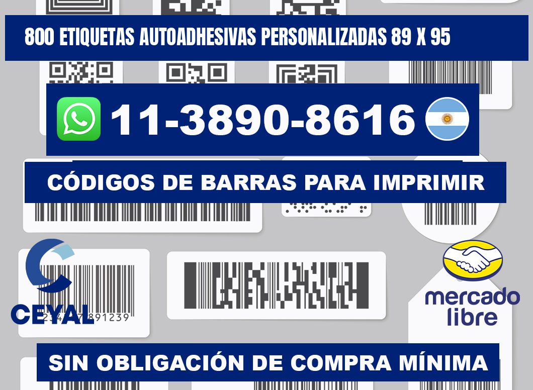800 Etiquetas autoadhesivas personalizadas 89 x 95