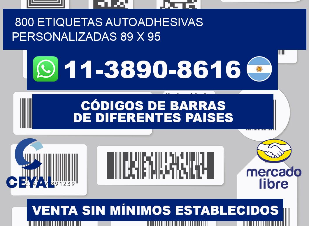 800 Etiquetas autoadhesivas personalizadas 89 x 95