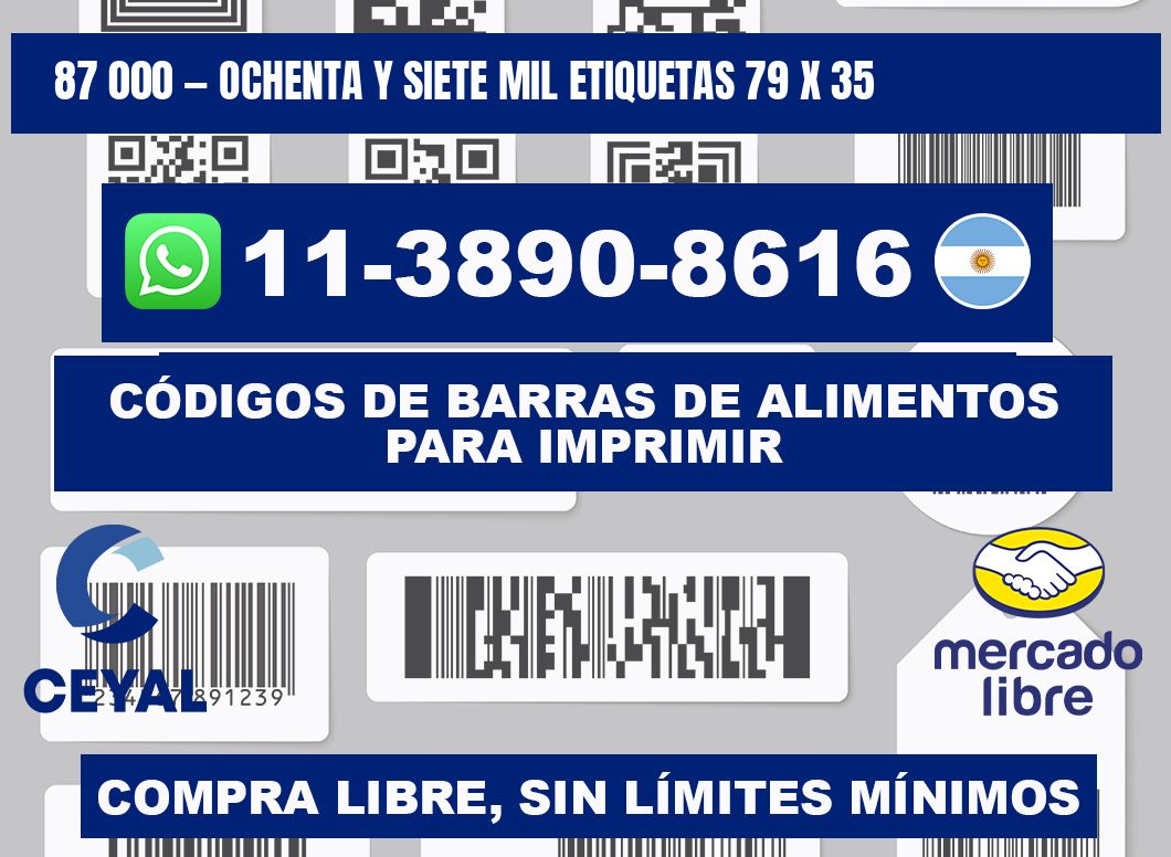 87 000 — ochenta y siete mil etiquetas 79 x 35