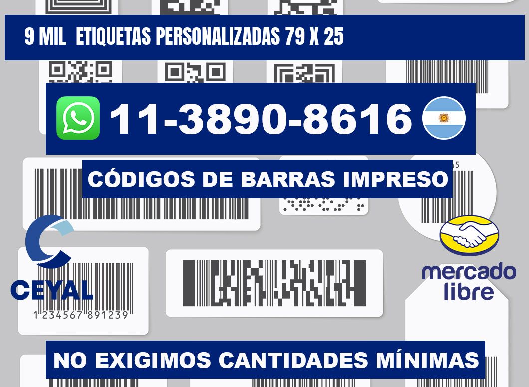 9 mil  etiquetas personalizadas 79 x 25