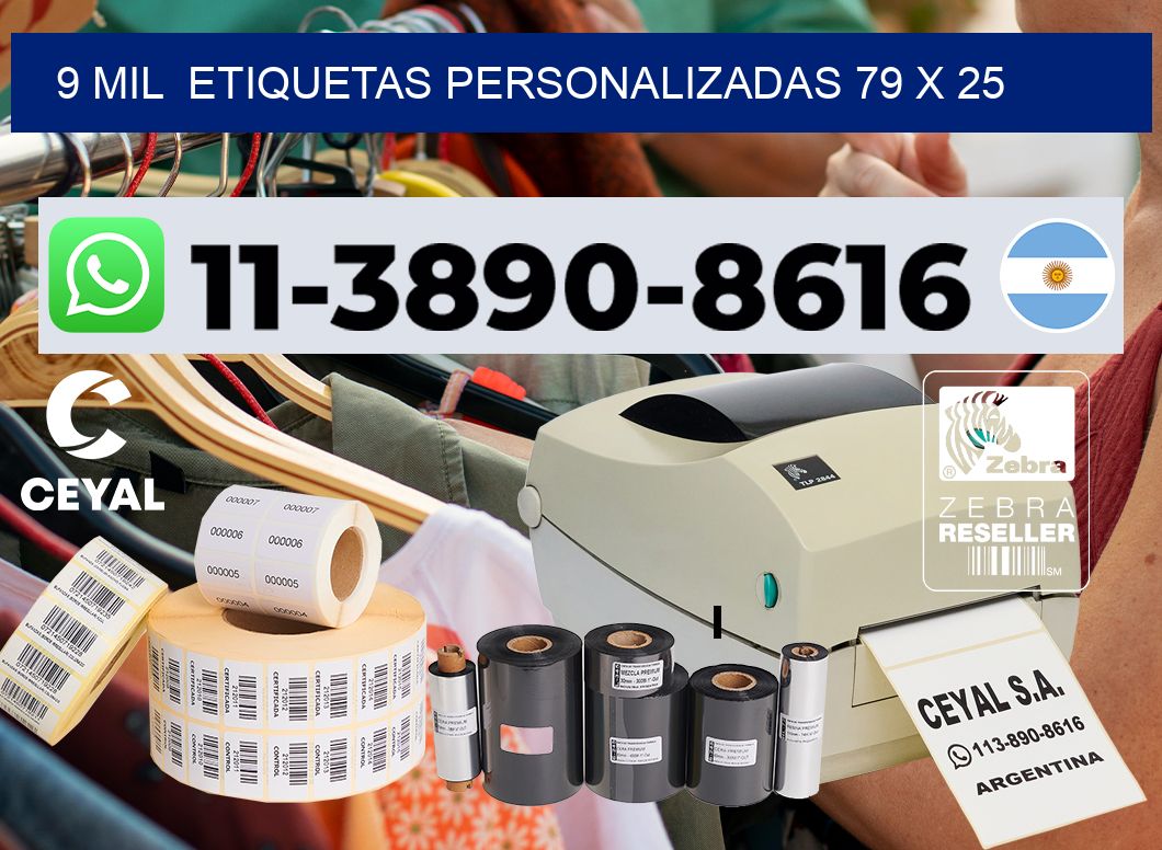 9 mil  etiquetas personalizadas 79 x 25