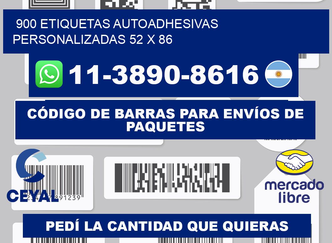 900 Etiquetas autoadhesivas personalizadas 52 x 86