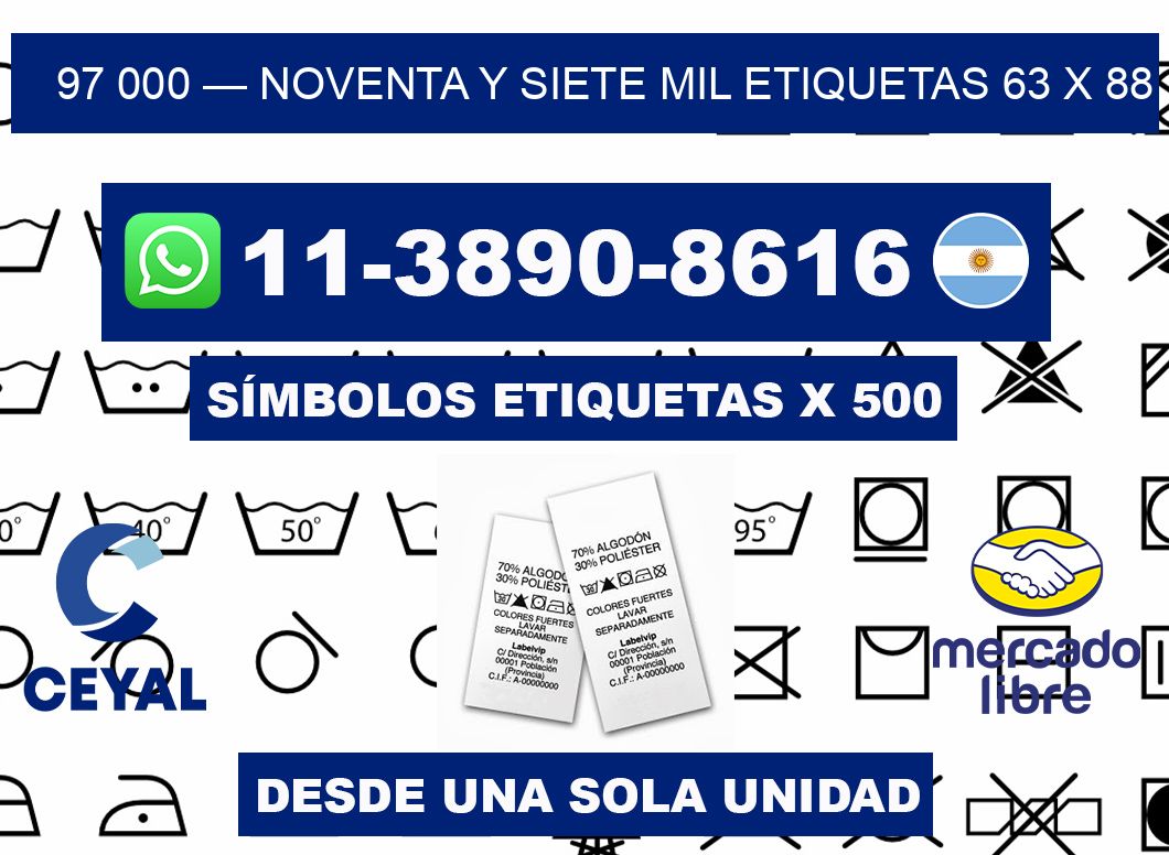 97 000 — noventa y siete mil etiquetas 63 x 88