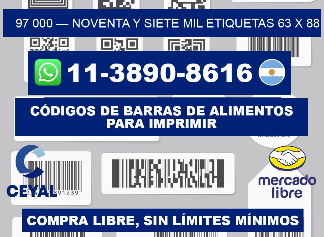 97 000 — noventa y siete mil etiquetas 63 x 88