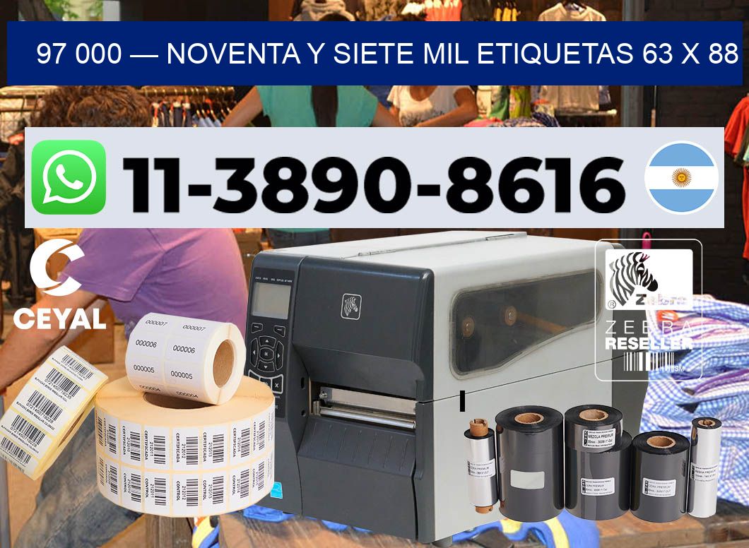 97 000 — noventa y siete mil etiquetas 63 x 88