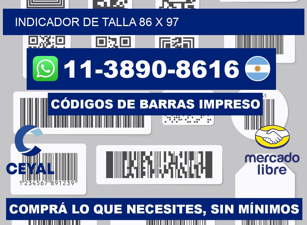 Indicador de talla 86 x 97