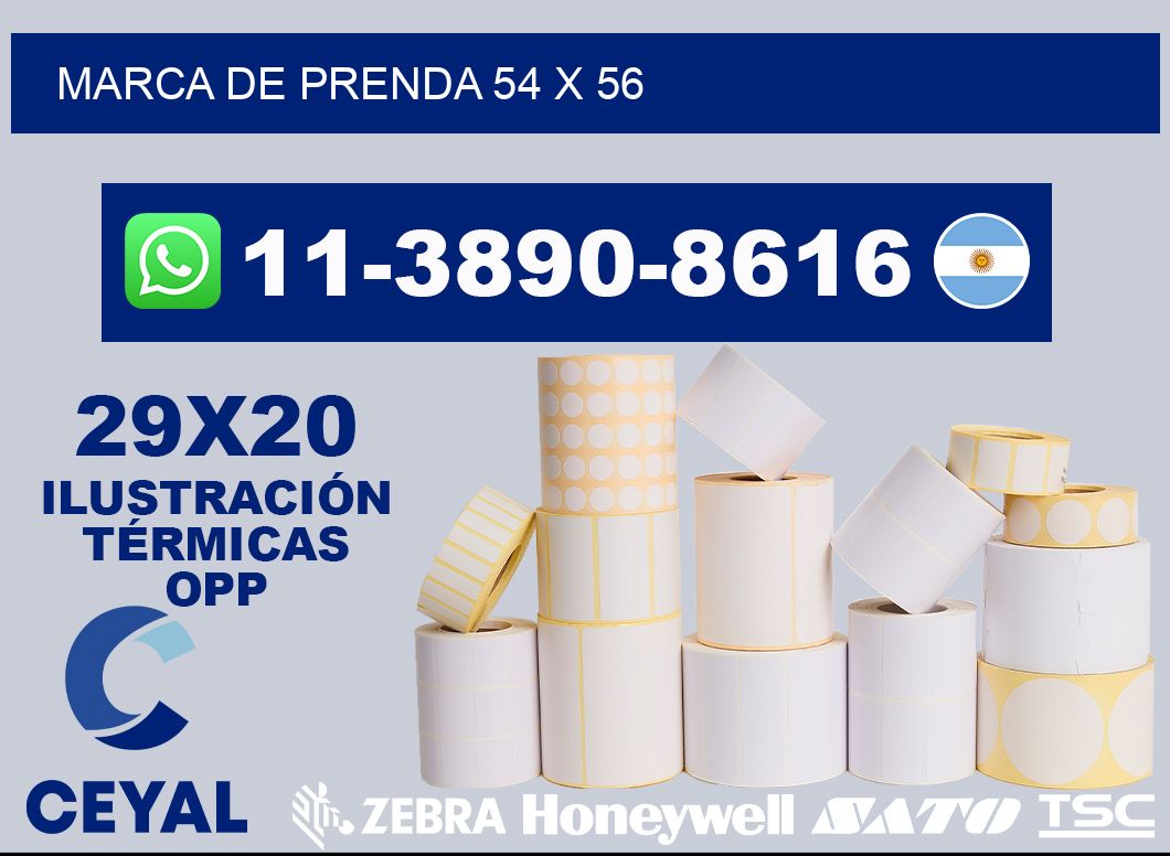 Marca de prenda 54 x 56