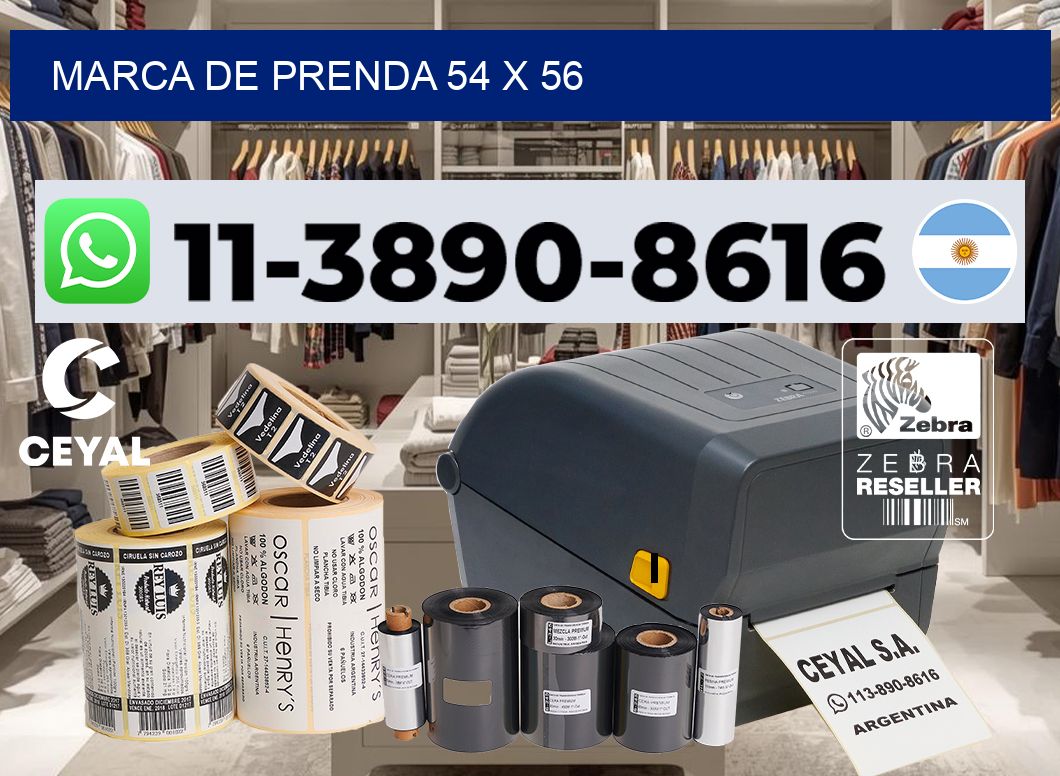 Marca de prenda 54 x 56