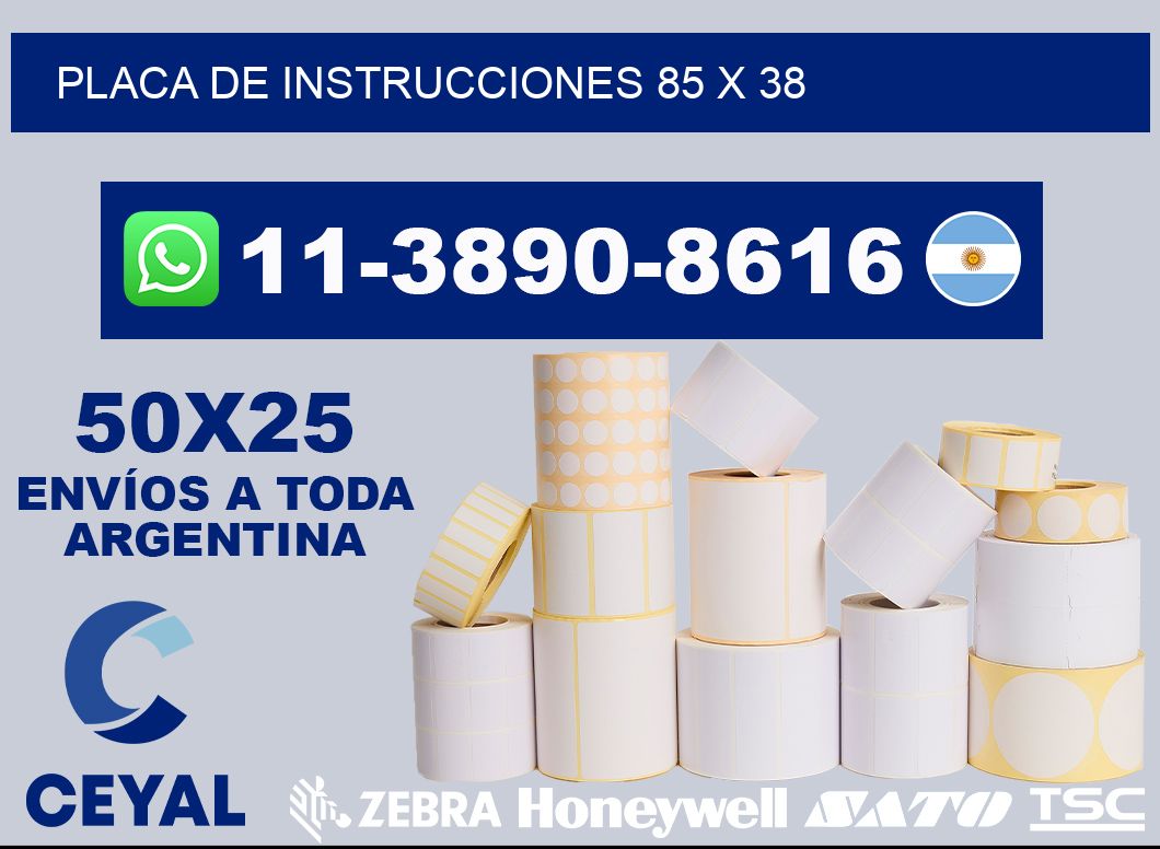 Placa de instrucciones 85 x 38