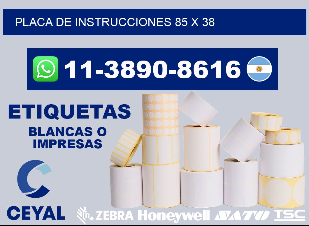 Placa de instrucciones 85 x 38