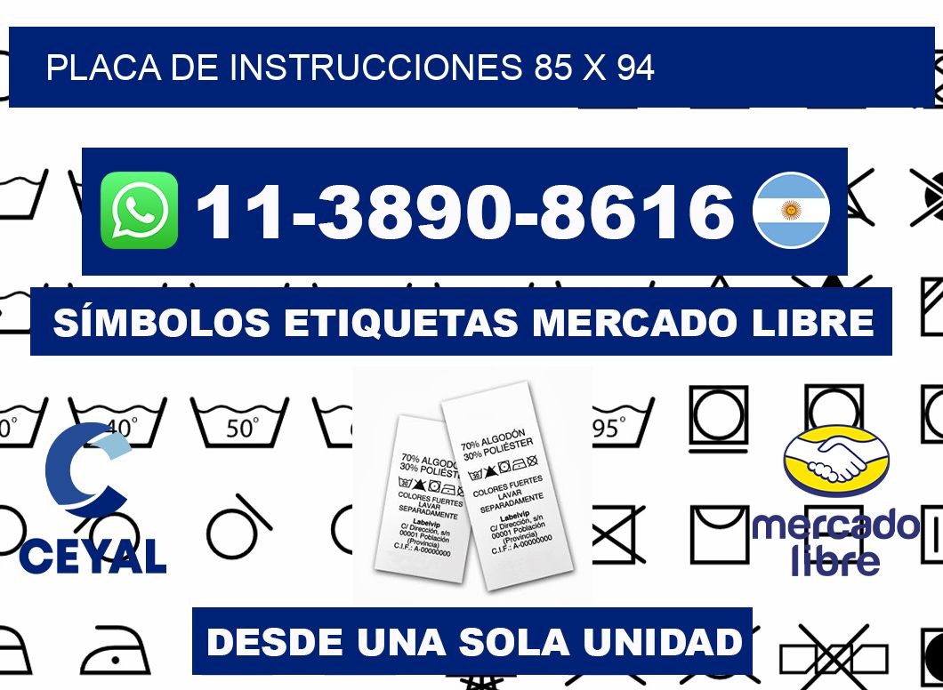 Placa de instrucciones 85 x 94