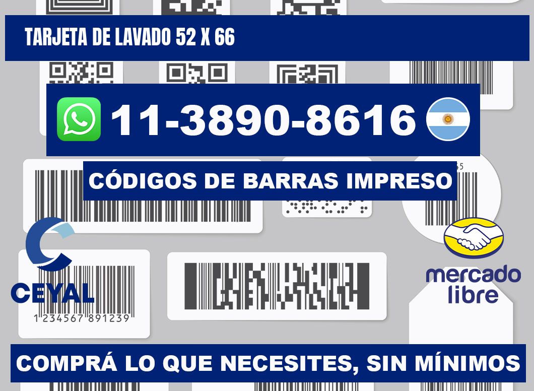 Tarjeta de lavado 52 x 66