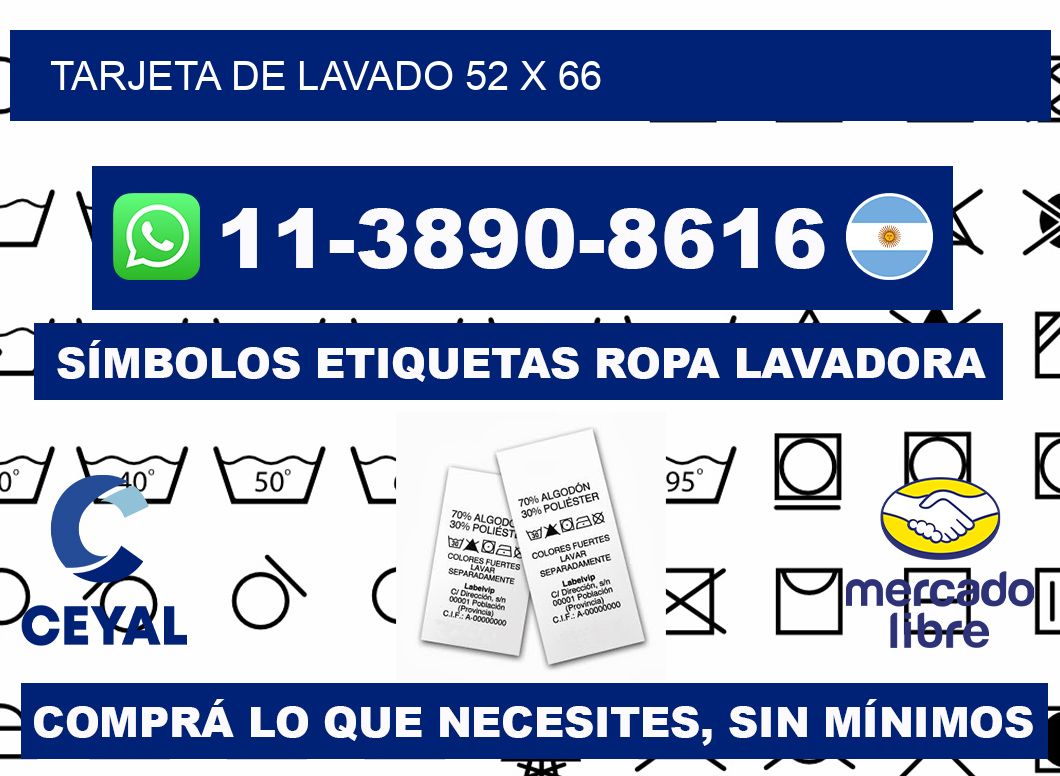 Tarjeta de lavado 52 x 66