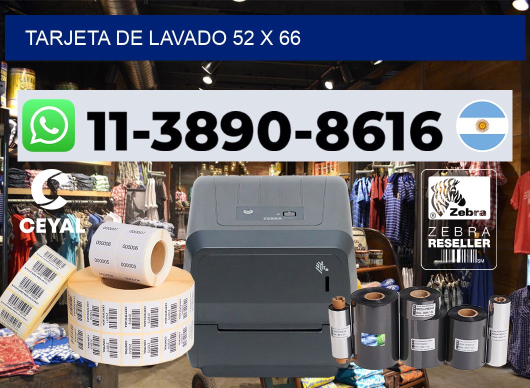 Tarjeta de lavado 52 x 66