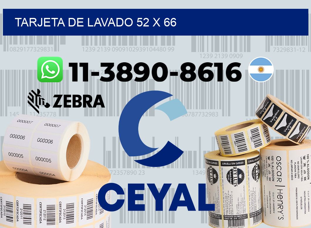 Tarjeta de lavado 52 x 66