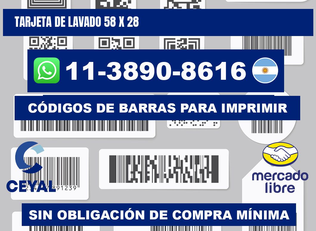 Tarjeta de lavado 58 x 28
