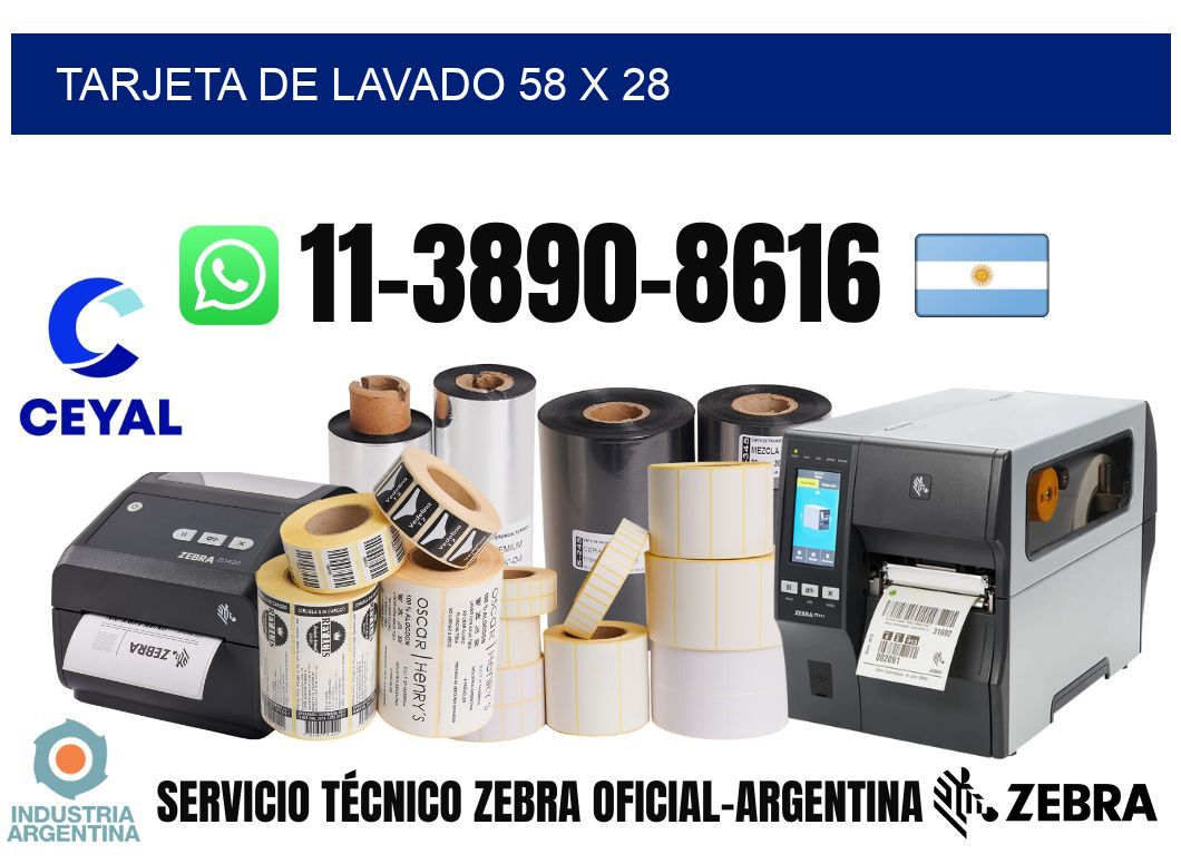Tarjeta de lavado 58 x 28