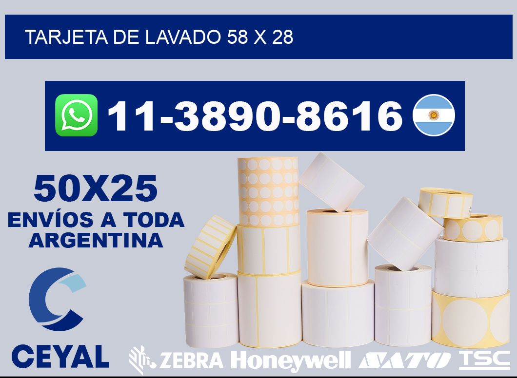 Tarjeta de lavado 58 x 28