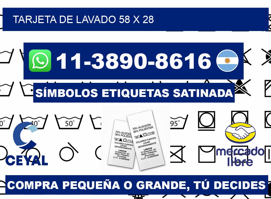 Tarjeta de lavado 58 x 28