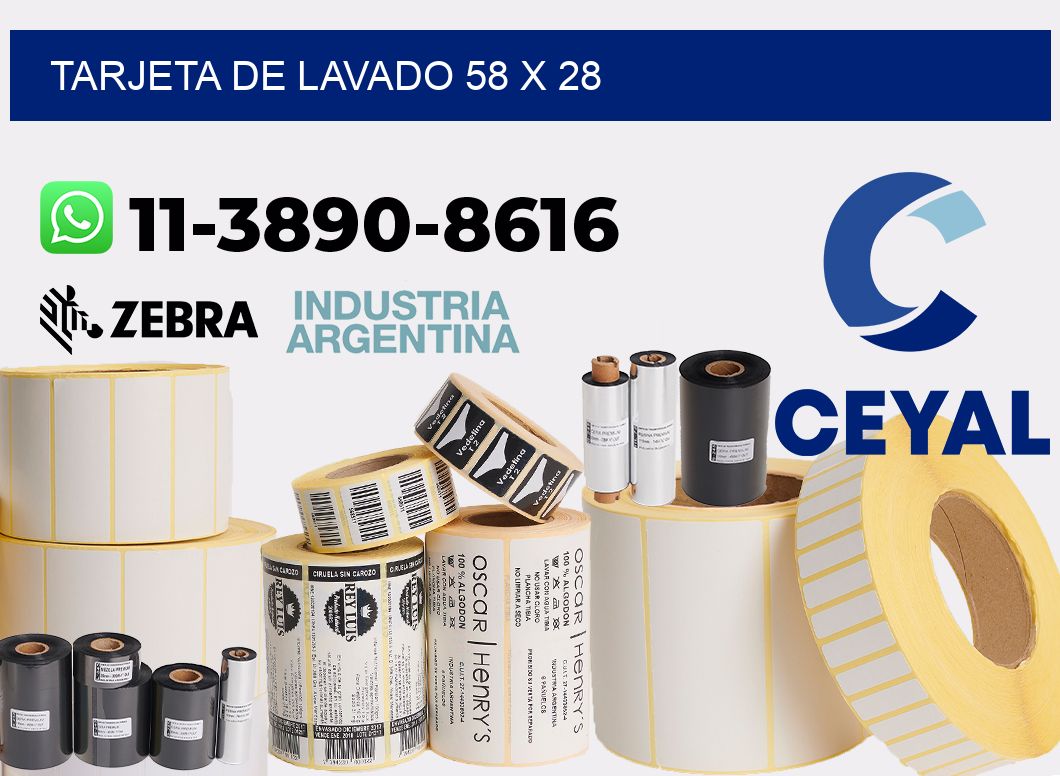 Tarjeta de lavado 58 x 28