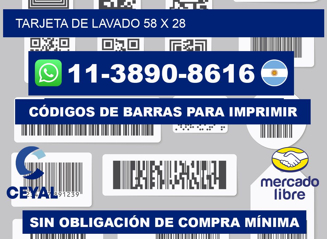 Tarjeta de lavado 58 x 28