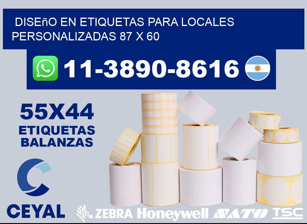 diseño en etiquetas para locales personalizadas 87 x 60