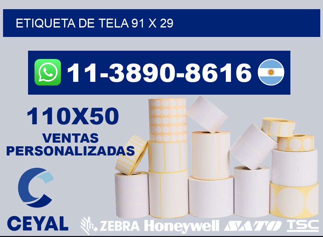 etiqueta de tela 91 x 29