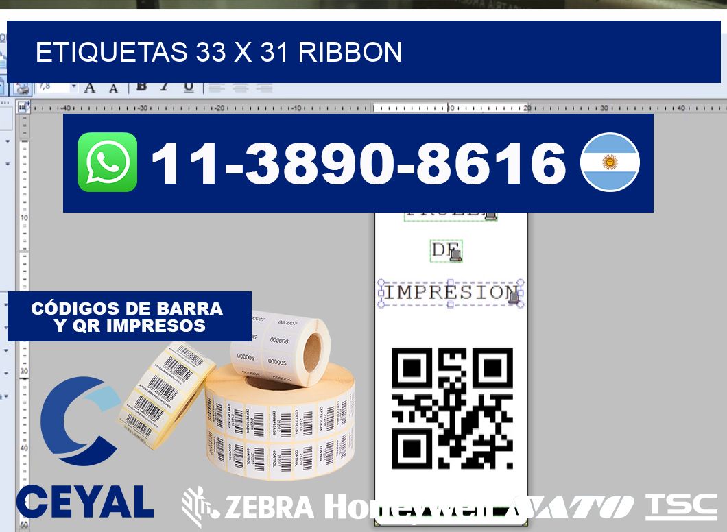etiquetas 33 x 31 ribbon