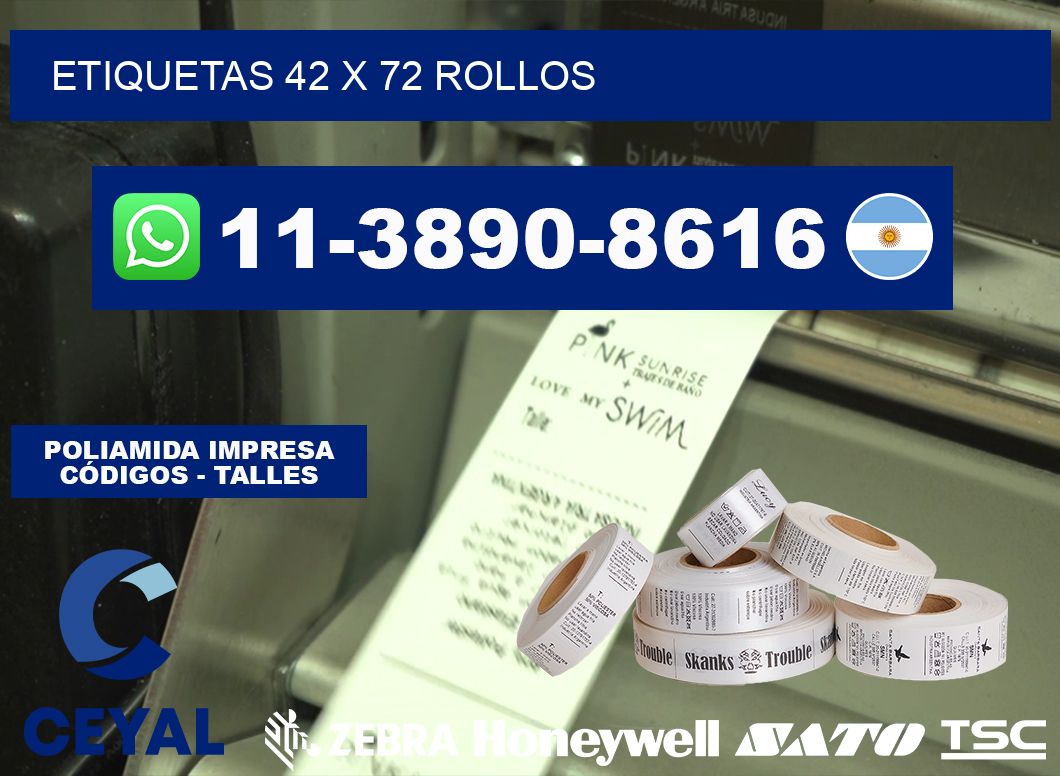 etiquetas 42 x 72 rollos