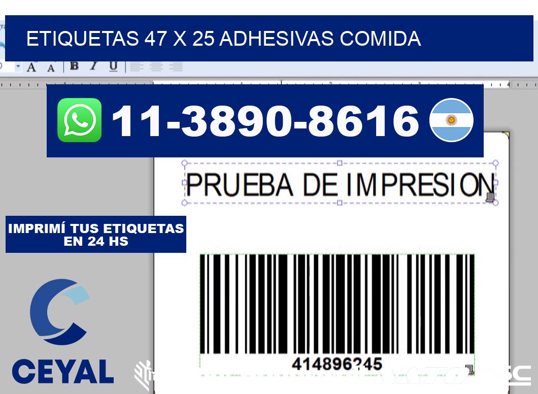 etiquetas 47 x 25 adhesivas comida