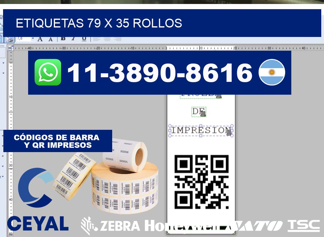 etiquetas 79 x 35 rollos