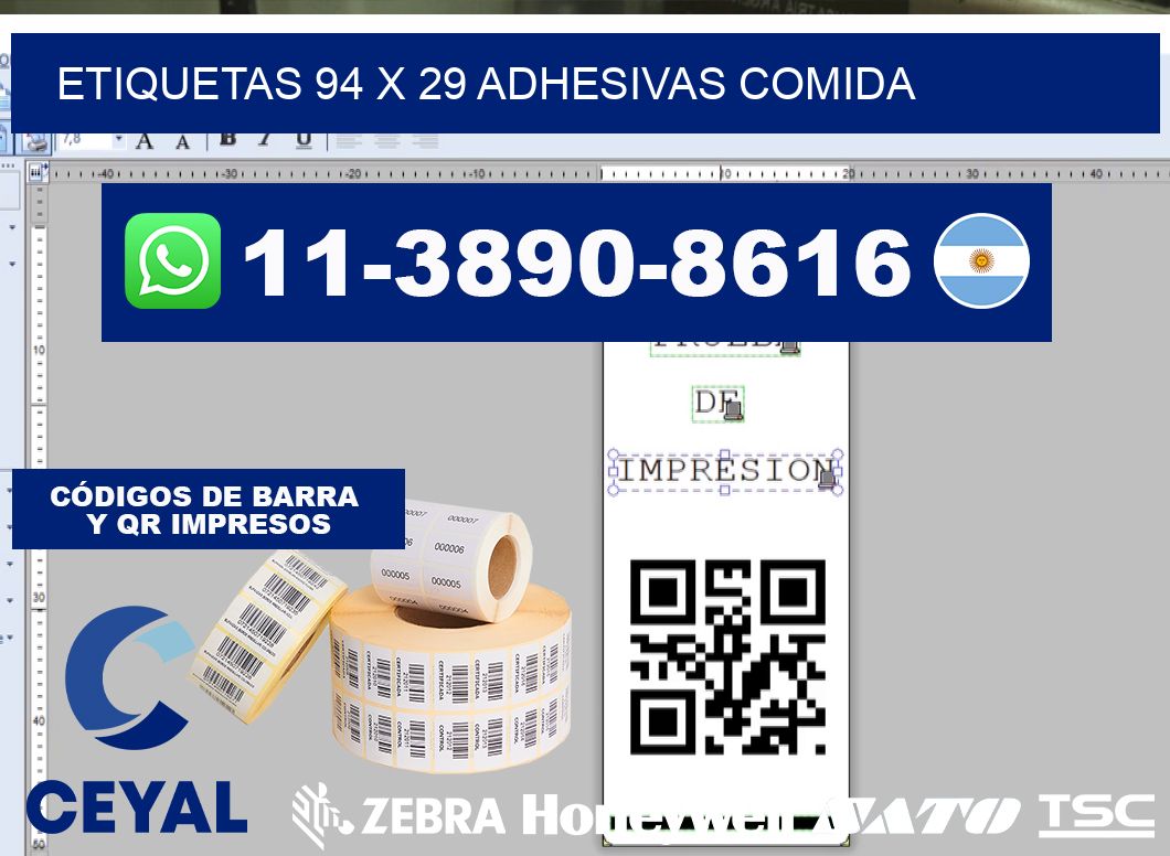 etiquetas 94 x 29 adhesivas comida