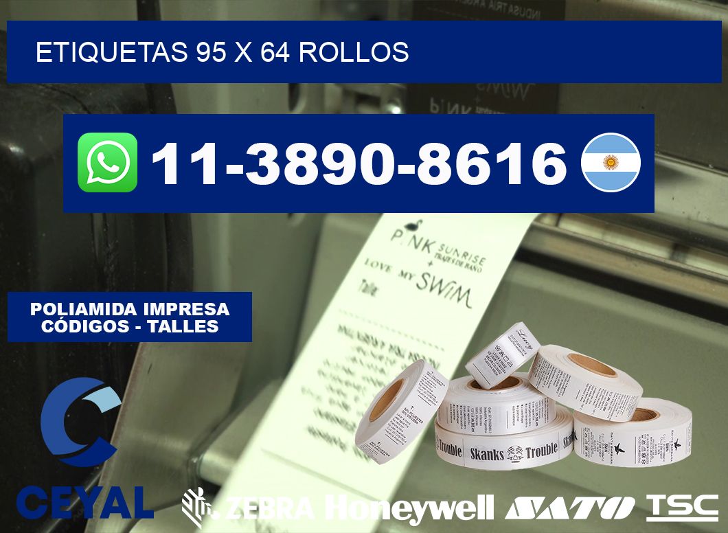 etiquetas 95 x 64 rollos
