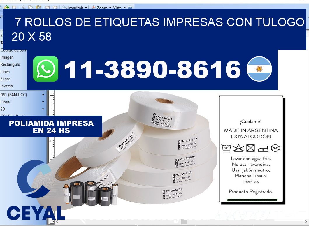 7 rollos de etiquetas impresas con tulogo 20 x 58
