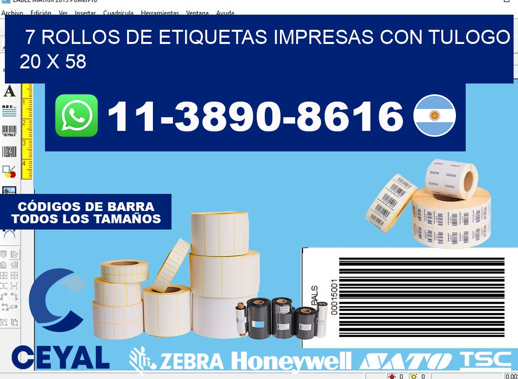 7 rollos de etiquetas impresas con tulogo 20 x 58