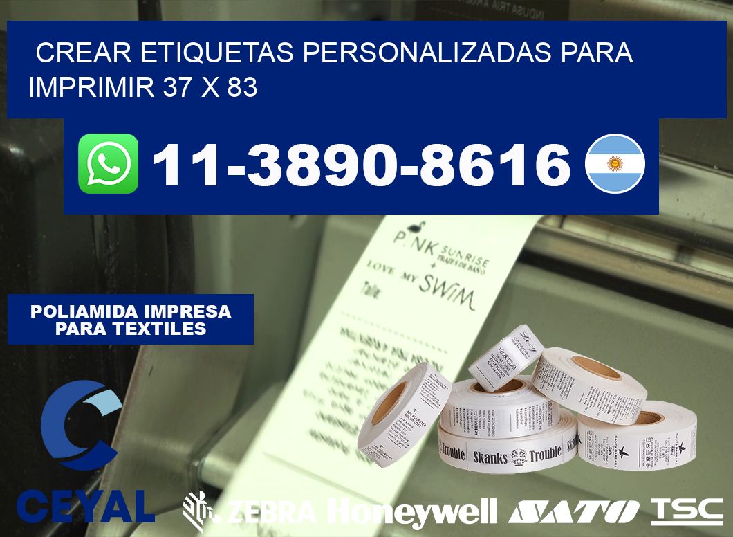 Crear etiquetas personalizadas para imprimir 37 x 83