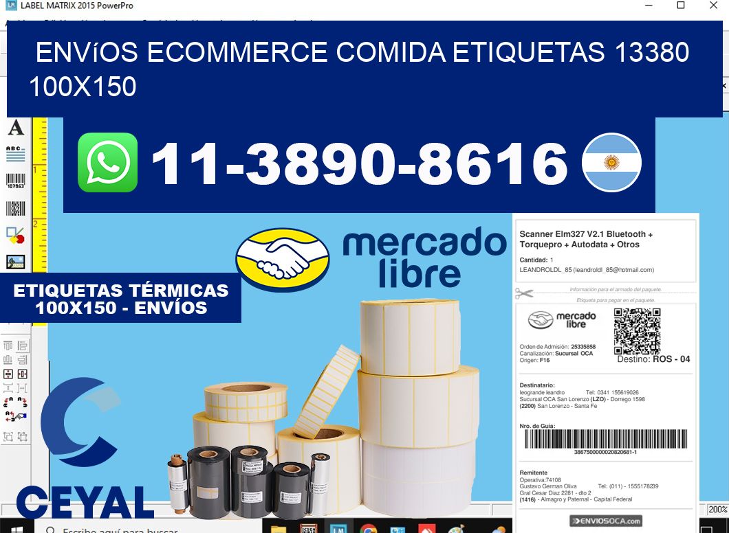 Envíos Ecommerce comida etiquetas 13380 100x150