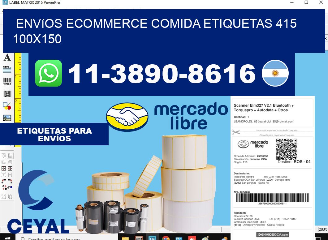 Envíos Ecommerce comida etiquetas 415 100x150