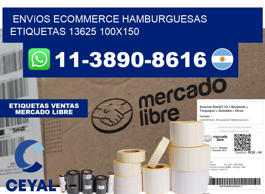 Envíos Ecommerce hamburguesas etiquetas 13625 100x150