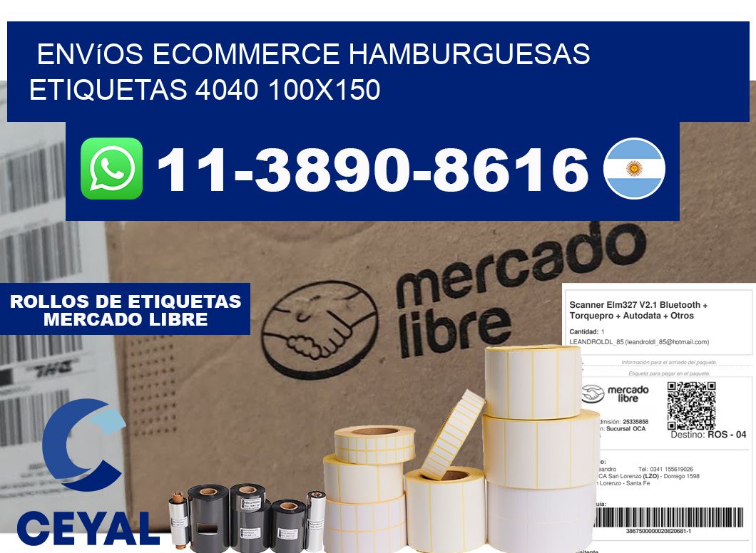 Envíos Ecommerce hamburguesas etiquetas 4040 100x150