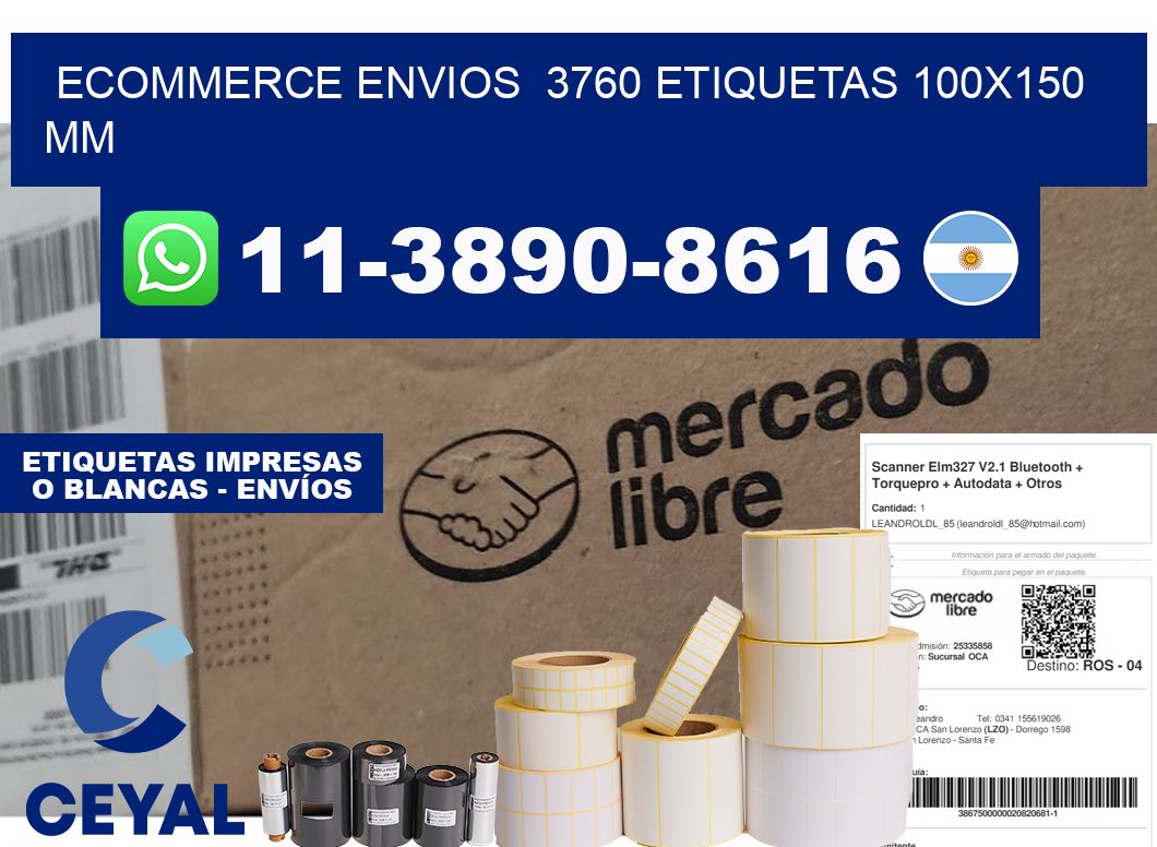 ecommerce envios  3760 etiquetas 100x150 mm