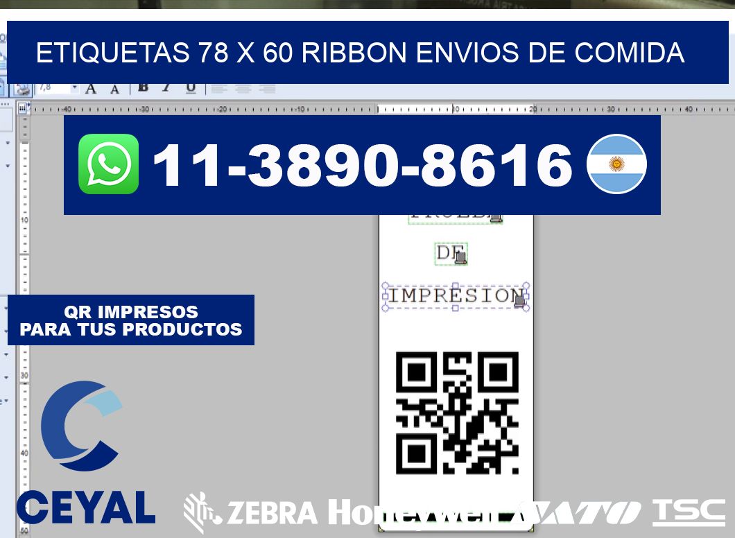 etiquetas 78 x 60 ribbon envios de comida