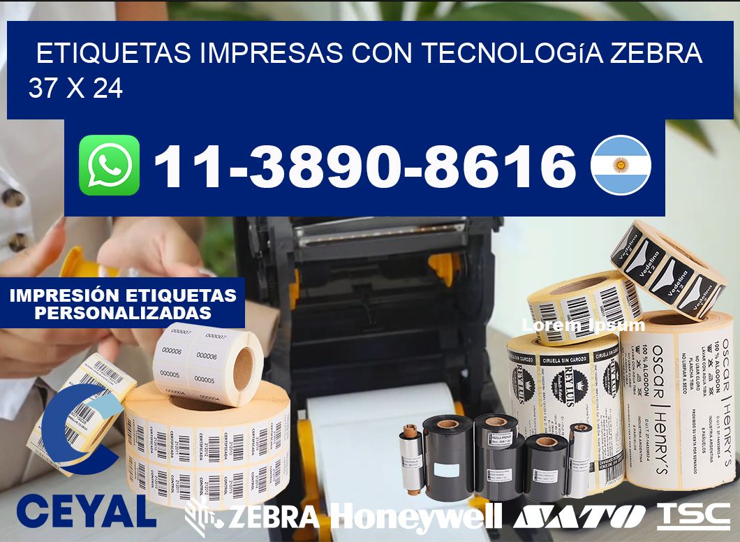 etiquetas impresas con tecnología Zebra 37 x 24