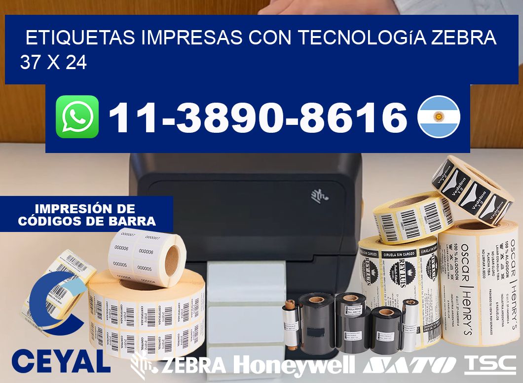 etiquetas impresas con tecnología Zebra 37 x 24