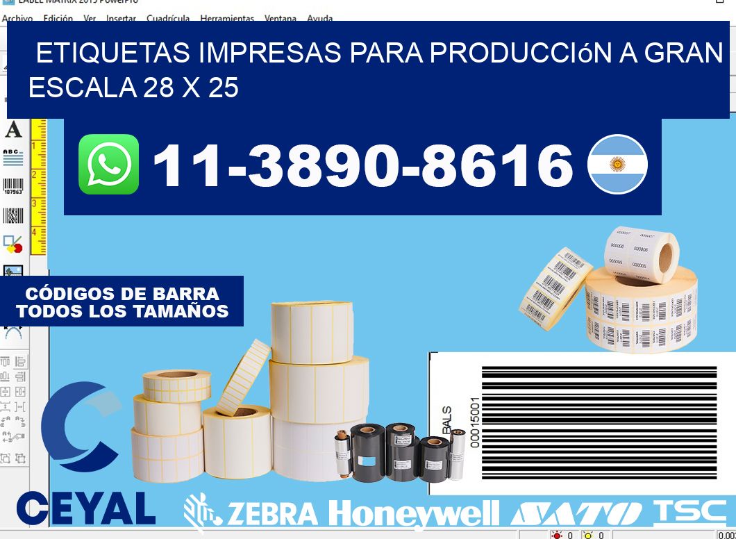 etiquetas impresas para producción a gran escala 28 x 25