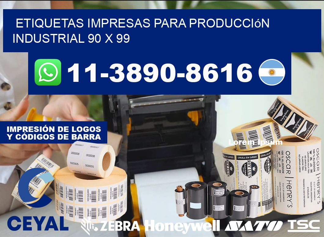 etiquetas impresas para producción industrial 90 x 99